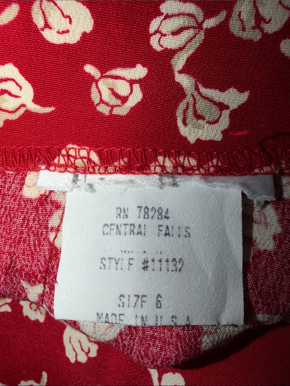 Maxi Faux-Wrap Boho Skirt, Tie at Waist, Zip in Back, Red & Cream, Multi-Season - Picture 7 of 9